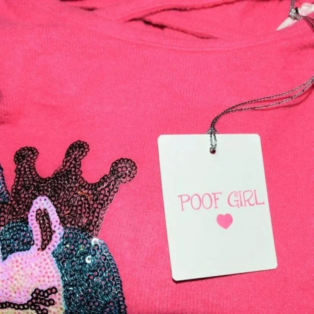 NWT Poof Girl Super Soft Cotton Blend Sequin Unicorn Sweater Top